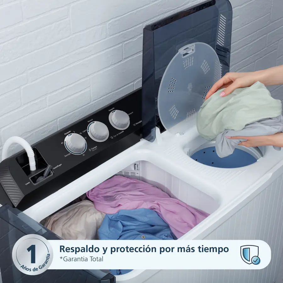 Lavadora Dos Tinas Semiautomática 16 Kg Blanca Mabe