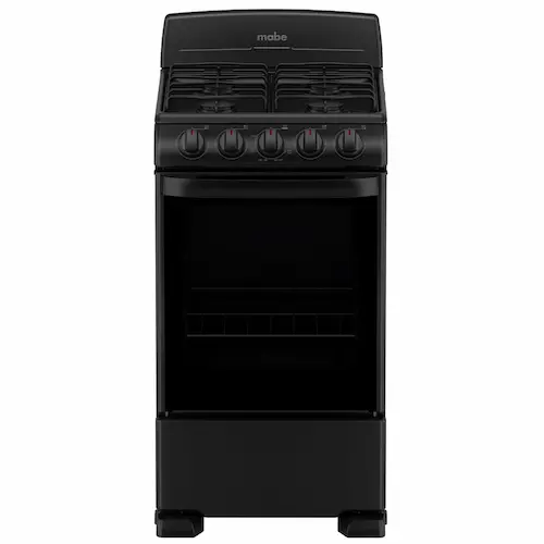 estufa a gas negra de mabe con 4 quemadores