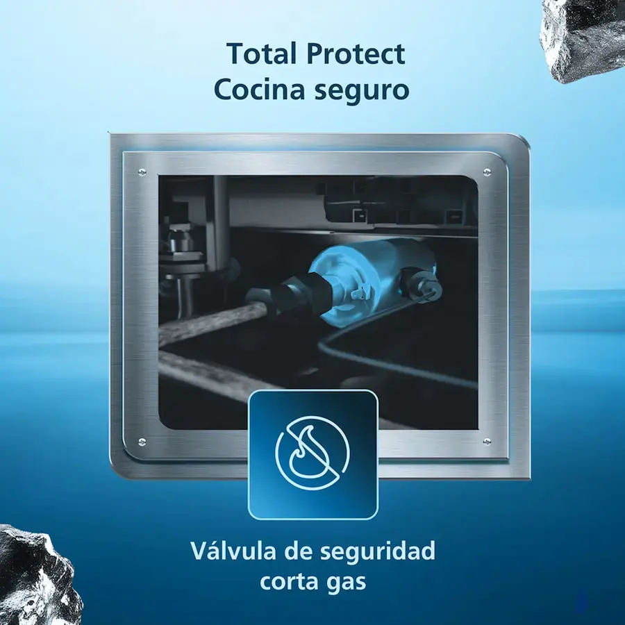 cocina con valvula de seguridad en hornallas y horno